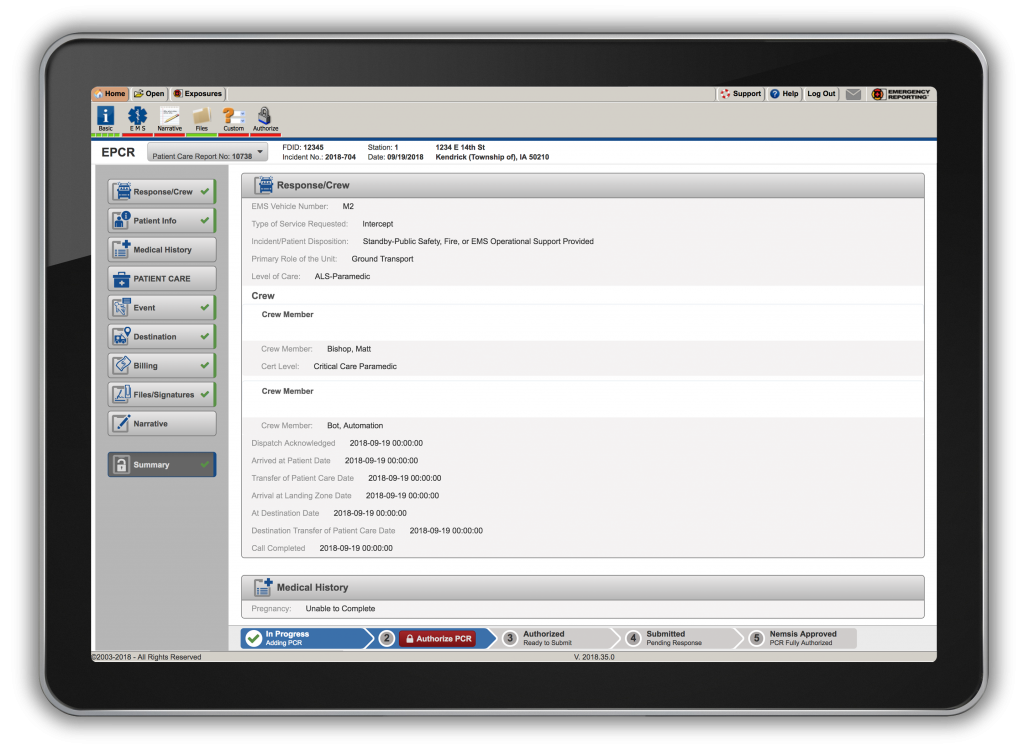 Ems Software Package Emergency Reporting