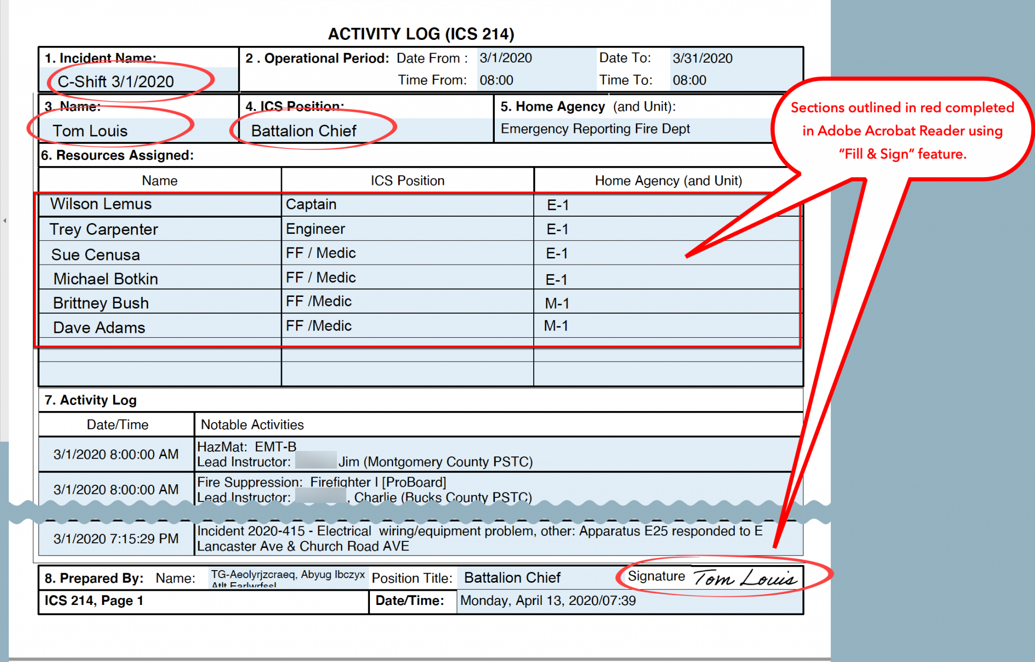 Emergency Reporting Makes Filling Out Fema Form Ics 214 Easy Emergency Reporting 9456